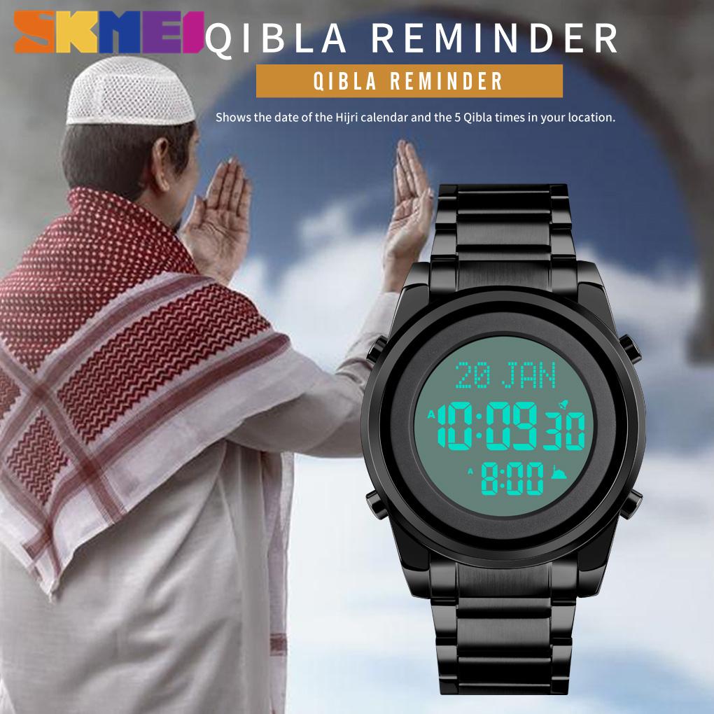 Amazon.com: HXZB Muslim Couple Watch Azan Wrist Watch, Stainless Steel  Waterproof Calendar Qibla Compass Digital Prayer Watch, 1 Piece,Men :  Clothing, Shoes & Jewelry